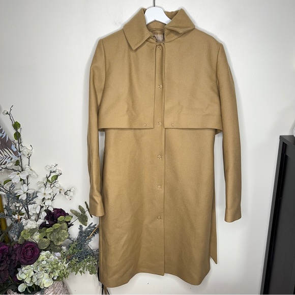 & OTHER STORIES Wool Belted Trench Coat Camel Tan - Picture 5 of 7